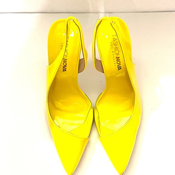 Fashion Nova Bright Yellow Pointed Heels - Picture 5 of 6
